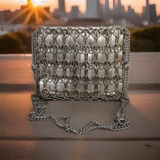 Vintage Walborg Paco Rabanne 60s silver gold metal  chain mail link purse bag
