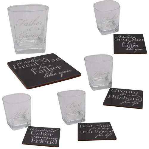 Wedding whisky glass coaster - &,