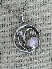 VINTAGE 1990s RENNIE MACKINTOSH MOTHER OF PEARL 925 silver pendant necklace