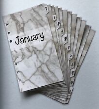 Filofax Personal Organiser Planner - Grey / Silver Marble 12 Monthly Dividers