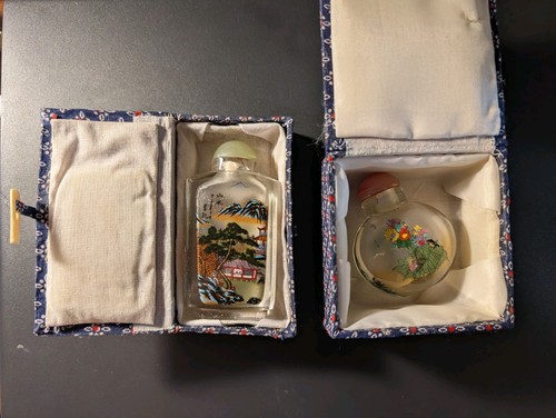 Chinese painted glass snuff - chinese,