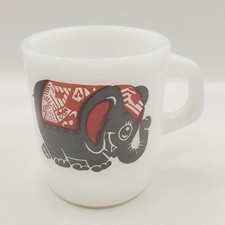 Vintage Termocrisa Elephant Mugs Mexico Milk Glass Like Pyrex Coffee Mid Century