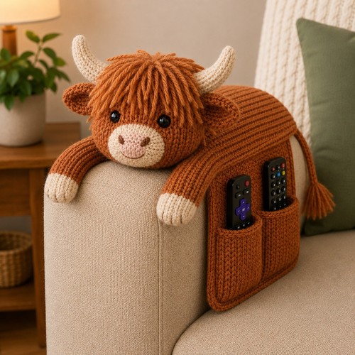 Highland cow sofa - cow, remote