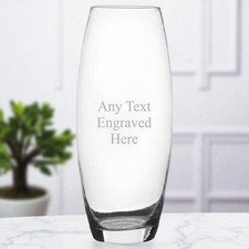 Personalised Engraved Large Bullet Glass Vase 26cm Tall Any Text