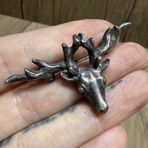 Vintage stag head brooch - stag,