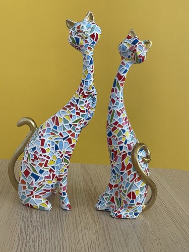 Art deco cat figurines - art,