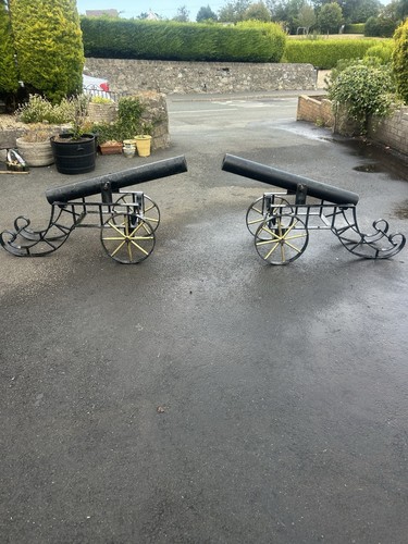 Pair ornate steel - pair, cannons