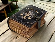 400 Page Large Grimoire leather journal, Print Tree of Life Journal, Blank spell