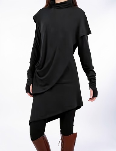 Black jersey asymmetric gothic - black,