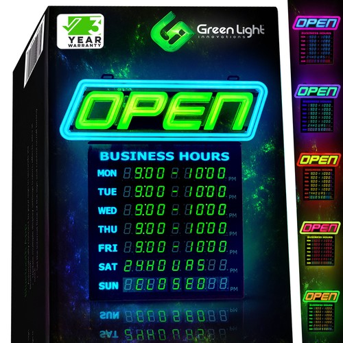 Led open sign with business - open,