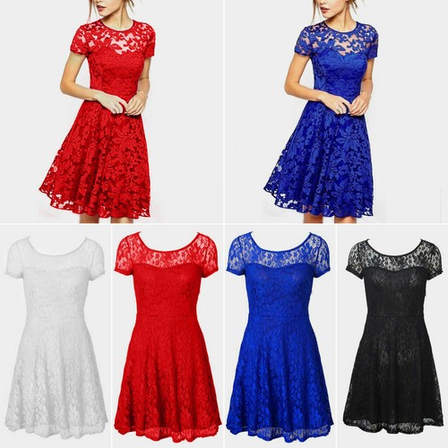 Womens ladies lace mini dress - ladies,
