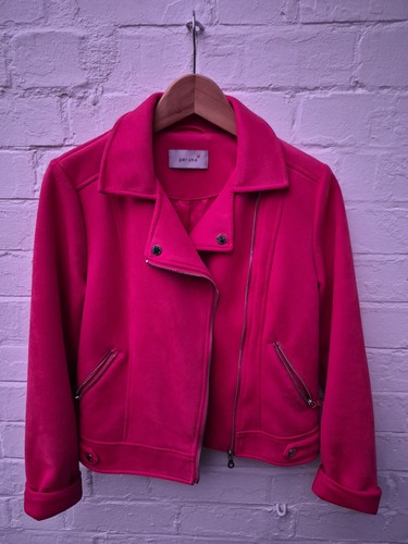 Per una pink faux - una, zip-up