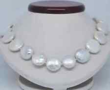 Beautiful 14 MM Natural White South Sea Freshwater Coin Pearl Necklace 18''
