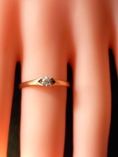 Hallmarked 9ct Gold Diamond Solitaire Ring ~ Size O 1/2 ~ 1.4g