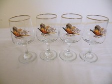 Set Of 4 Vintage Flying Pheasant  Sherry / Port  Glasses