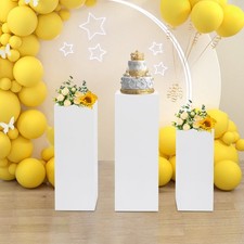 3 PCS Display Pedestal Stands White Square Tall Pedestal Stands Pedestal Wedding