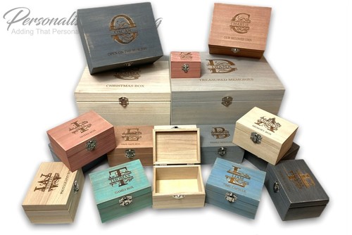 Engraved large wooden boxes - wooden,