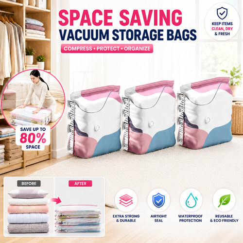 Pump vacuum storage bags - no‑pump,