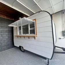 Retro White Coffee Food Trailer | Vintage Style Mobile Snack Bar Caravan