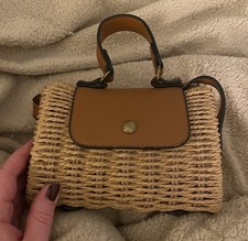 Wicker Rattan Tan Clutch Bag Shoulder Bag
