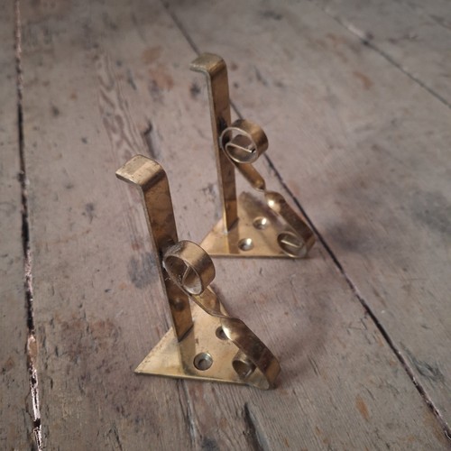 Pair brass shelf brackets - brass,