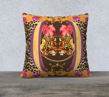 Frou Frou Tigers with Feathers Leopard Print Cushion Cover
