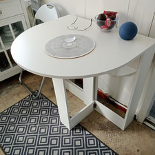 White folding dining table - dining,