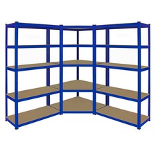 90cm Corner Garage Racking Shelving 2 Bays Metal Heavy Duty MDF Shelf Home