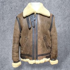 Schott Type B-3 Real Mouton Bomber Lamb Leather Flight Jacket Size 40 Brown