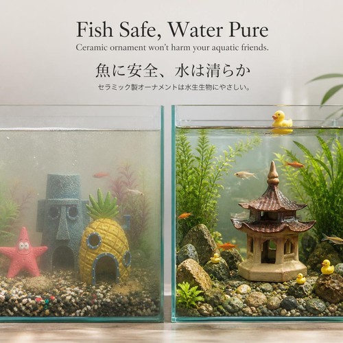 Fish tank pagoda duck ceramic - pagoda,