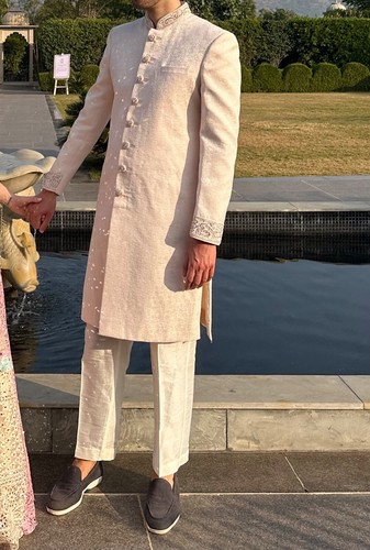 Elegant cream sherwani with - elegant,