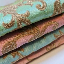 Fancy Gold Embroidery Faux Raw