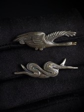 Japanese Moon and Geese Menuki for Wakziashi and Tanto Edo Period Antique C100