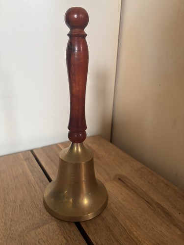 Brass school bell with - with, wooden
