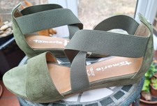 Tamaris Green Suede Wedge Sandals size 38
