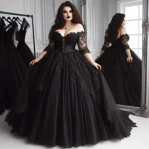 Gothic black half sleeve - sleeve, v