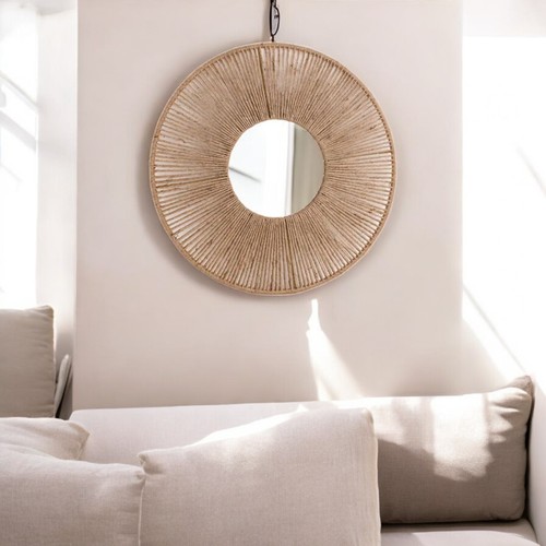 Rattan circle mirror round - circle, 24"
