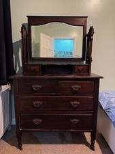 Antique, Vintage Mirrored Vanity Dressing Table With Six Drawers