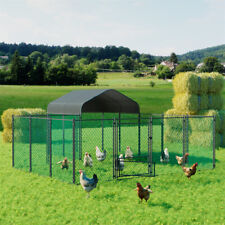 XXL Metal Chicken Coop Walk-in Poultry Cage Training Pen Habitat Lockable Door