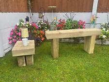 2-4 seater wooden rustic garden sleeper bench / seat, in natural wood colour