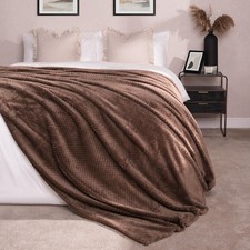 OHS Luxury Popcorn Waffle Blanket Large Warm Fleece Throw Over Bed Travel
