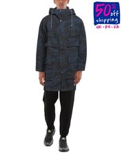 RRP €378 ARMANI EXCHANGE Gabardine Parka Coat Size M Blue Camouflage Hooded