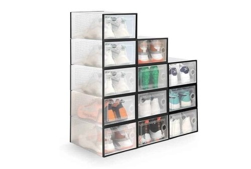 12x clear plastic shoe storage - clear,