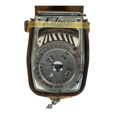 Vintage Kalimar Light Meter w/ Leather Case & Chain – Works Untested – Japan
