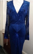 Blue Beaded/Sequin, Full Length  Evening Dress