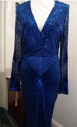 Blue sequinned maxi evening - sequinned,