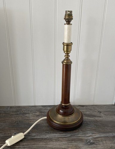 Vintage brass wooden column - wooden,