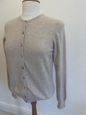 Marks and Spencer M&S 100% Cashmere Round Neck Cardigan stone colour UK 10