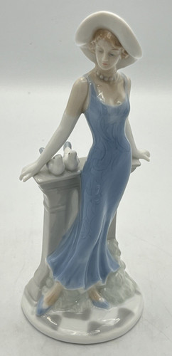 Porcelain lady figurine blue - lady,