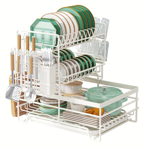 Tier dish drainer rack - dish, with